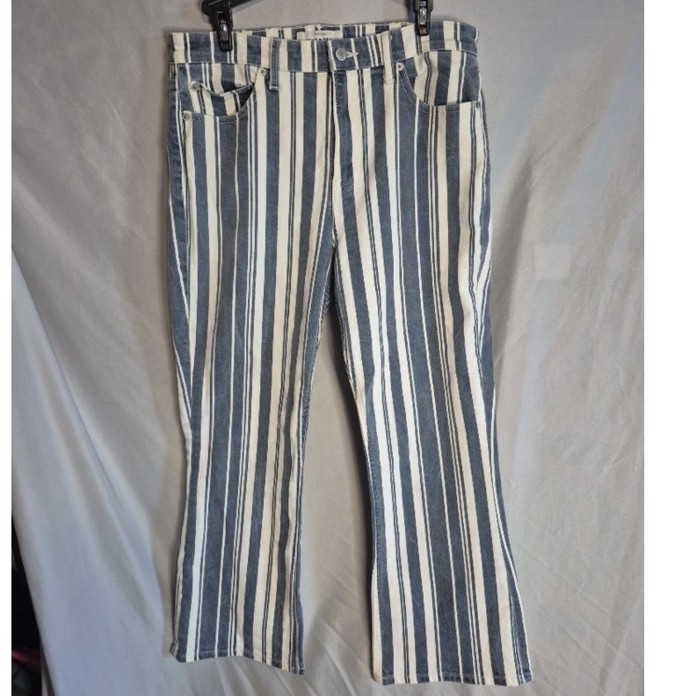 Lucky Brand Women's Striped Cropped Jeans Denim Size 10 / 30 Blue White
